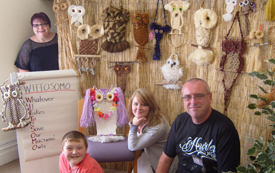 Our core team with a group of Macramé Owls Our core team with a group of Macramé Owls